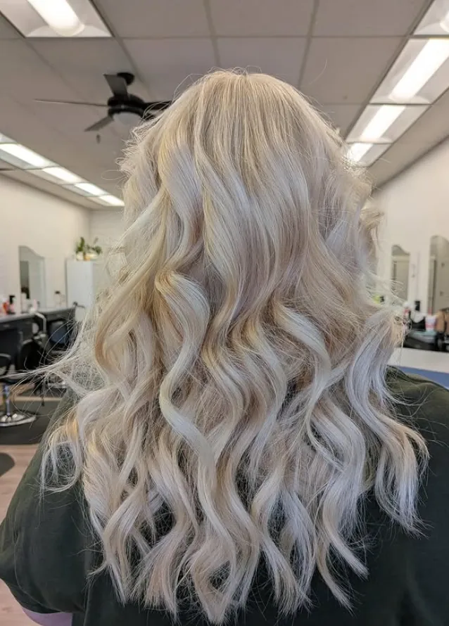 Icy blonde long waves